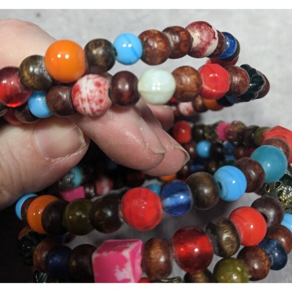 Bohemian Rainbow Festival Beaded Coil Bracelet - Picture 10 of 10